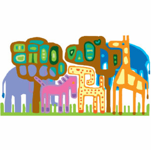 African folk art jungle animals standing photo sculpture