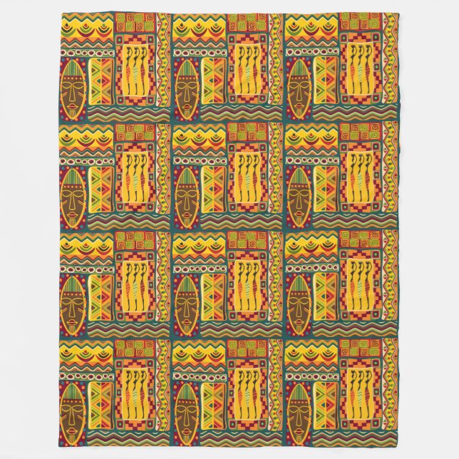 African Folk Art - Seamless Shapes Pattern 1 Fleece Blanket (Front)
