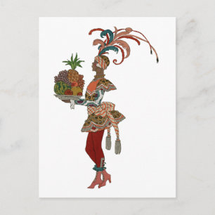 African Fruit Lady - Vintage Illustration Postcard