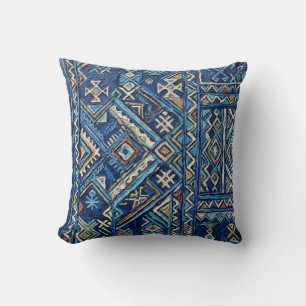 African Geometric Impasto Painting Print Kuba Am Cushion