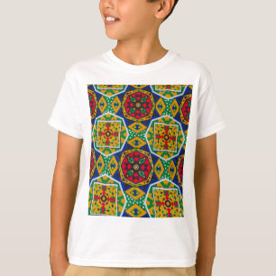 African Geometric Mosaic Ankole Style Textile Prin T-Shirt