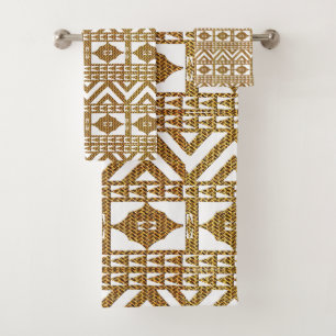 African Geometric Motif Bath Towel Set