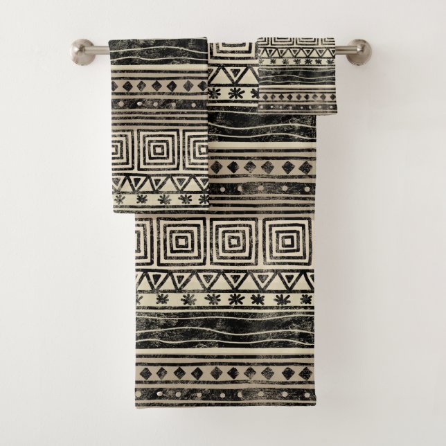 African Geometric Pattern Bath Towel Set (Insitu)