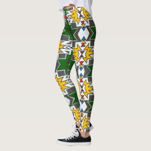 African Geometric Print High Waist Workout Legging