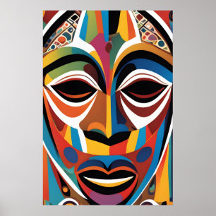 African Geometric Shape Mask Graphic Art Design Poster
