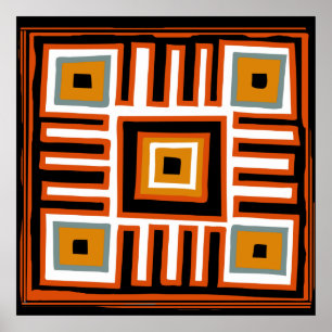 african geometric tribal pattern poster