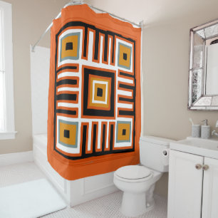 african geometric tribal pattern shower curtain