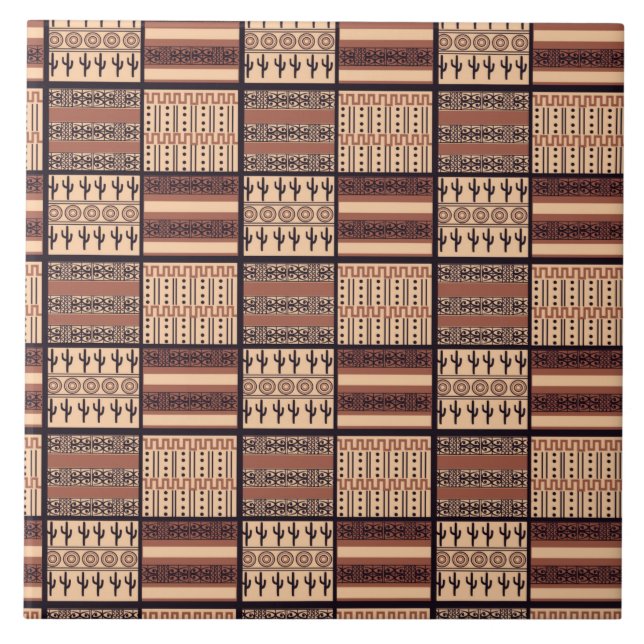 African Geometric Tribal Pattern Tile (Front)