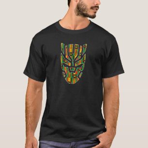 African Ghana Style Kente Pattern Cat Mask Tribal T-Shirt