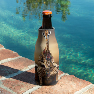 African Giraffe Bongo Drum Player, Bottle Cooler