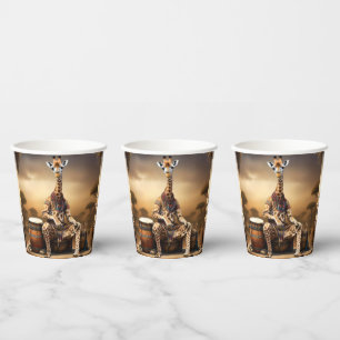 African Giraffe Bongo Drum Player, Paper Cups