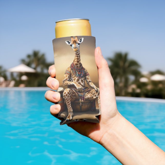 African Giraffe Bongo Drum Player,  Seltzer Can Cooler (In Situ Pool)