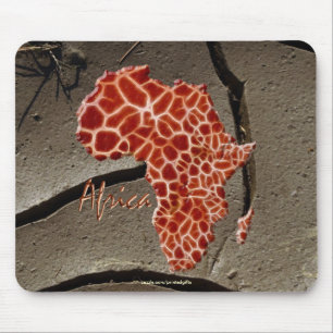 African Giraffe Map of AFRICA on Mud Texture Mouse Mat