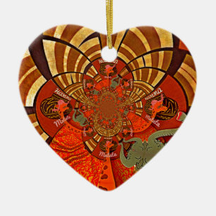 African Giraffe Traditional Art Print Whimsical Ceramic Tree Decoration