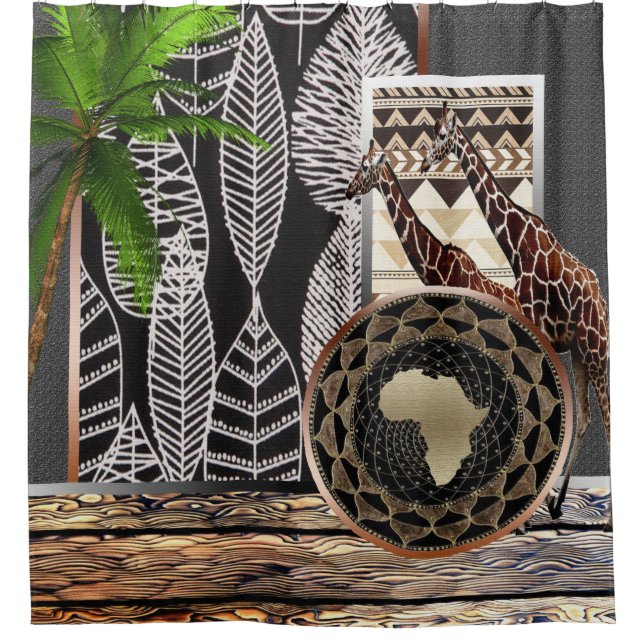 African Giraffes Shower Curtain (Front)