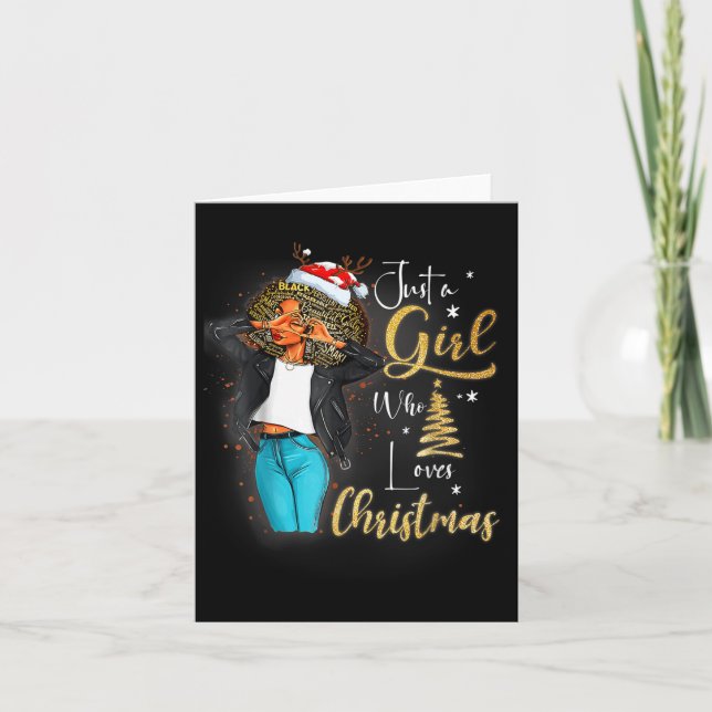 African Girl American Melanin Christmas Santa Hat  Card (Front)