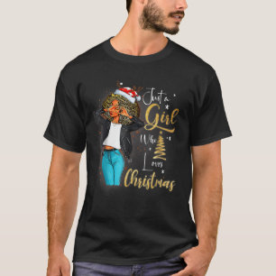 African Girl American Melanin Christmas Santa Hat T-Shirt