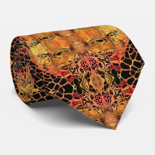 African Girl and Giraffe Friends Neck Tie Painting