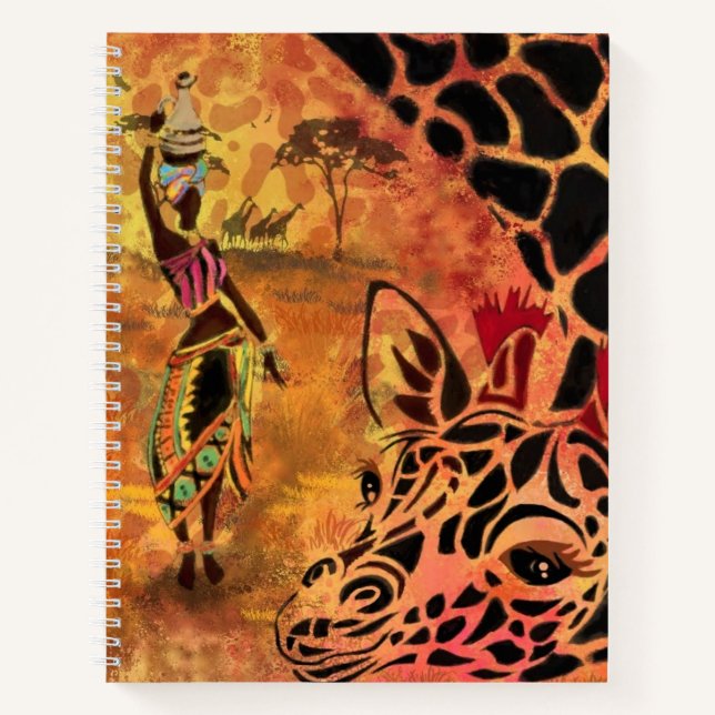 African Girl and Giraffe Notebook Friends (Front)