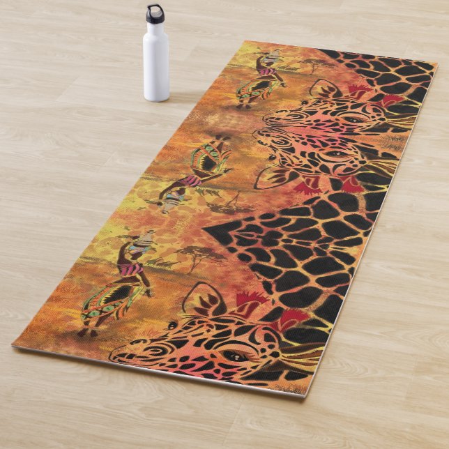 African Girl and Giraffe Yoga Mat (In Situ)