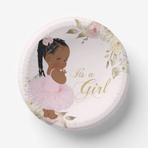 African Girl Baby Shower Paper Plate