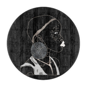 African Girl Black and White Artwork Cutting Board