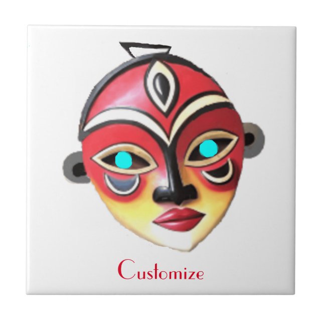 African Girl Face Mask Thunder_Cove  Tile (Front)