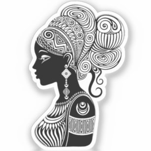 African Girl Portrait Tribal Tattoo