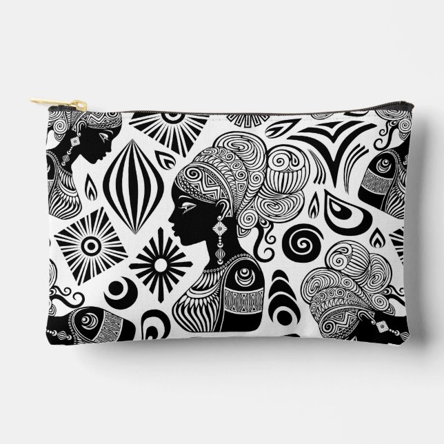 African Girl Portrait Tribal Tattoo Accessory Pouch (Front)