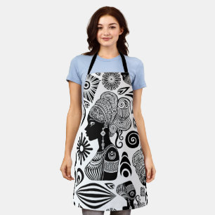 African Girl Portrait Tribal Tattoo Apron