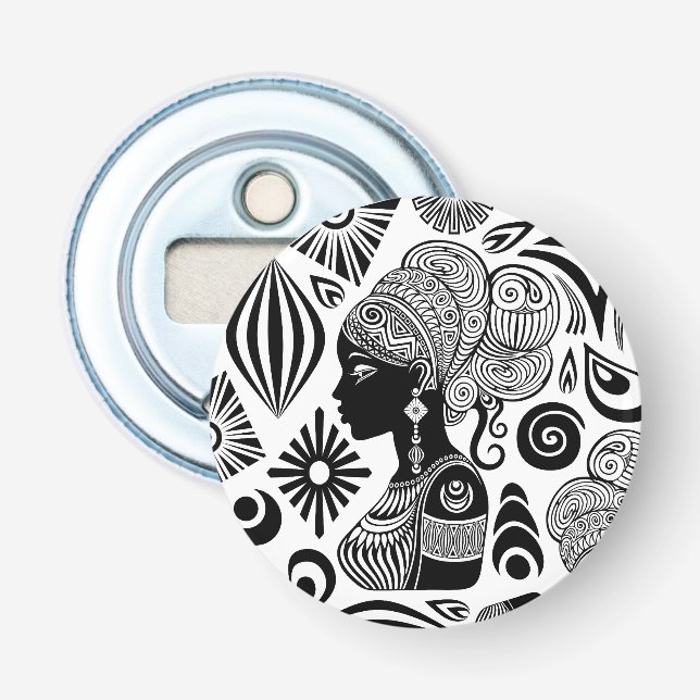 African Girl Portrait Tribal Tattoo Bottle Opener (Front)