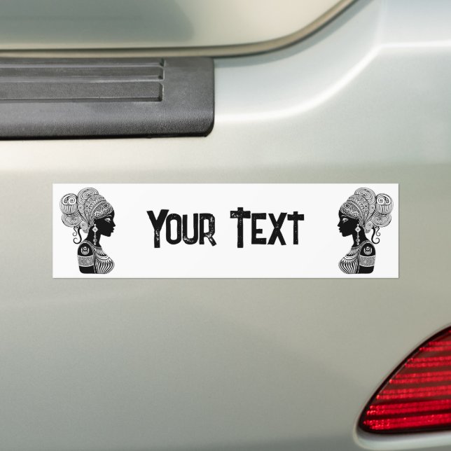 African Girl Portrait Tribal Tattoo Bumper Sticker (On Car)