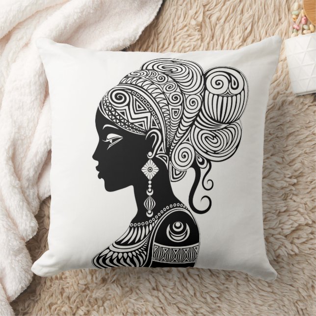African Girl Portrait Tribal Tattoo Cushion (Blanket)