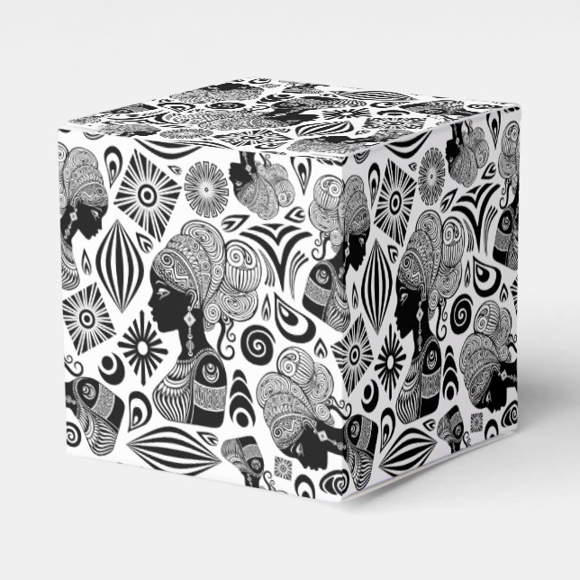 African Girl Portrait Tribal Tattoo Favour Box (Front Side)
