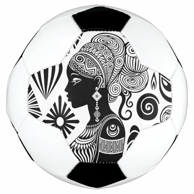 African Girl Portrait Tribal Tattoo Football (Front)