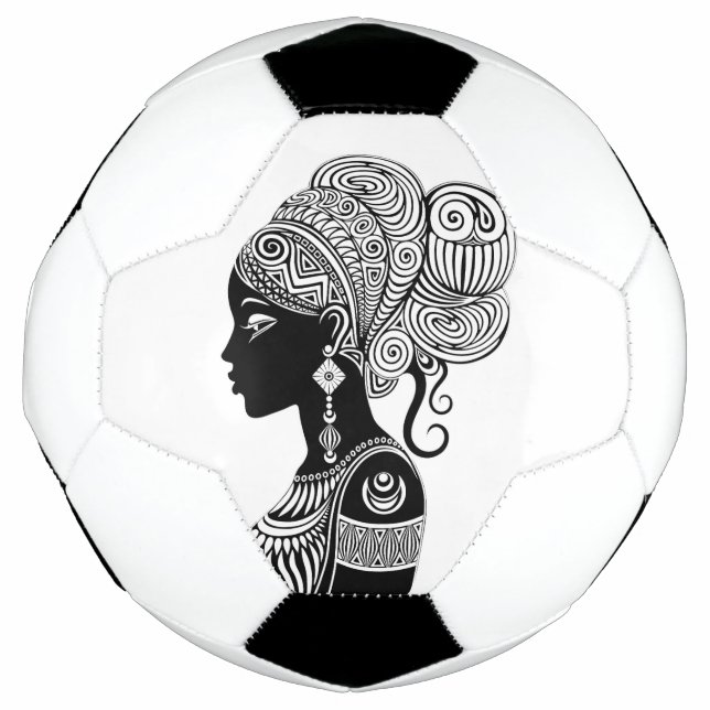 African Girl Portrait Tribal Tattoo Football (Front)