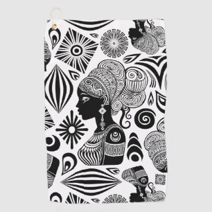 African Girl Portrait Tribal Tattoo Golf Towel