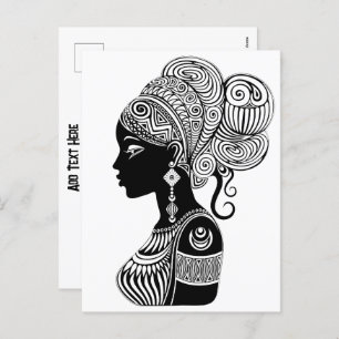 African Girl Portrait Tribal Tattoo Holiday Postcard