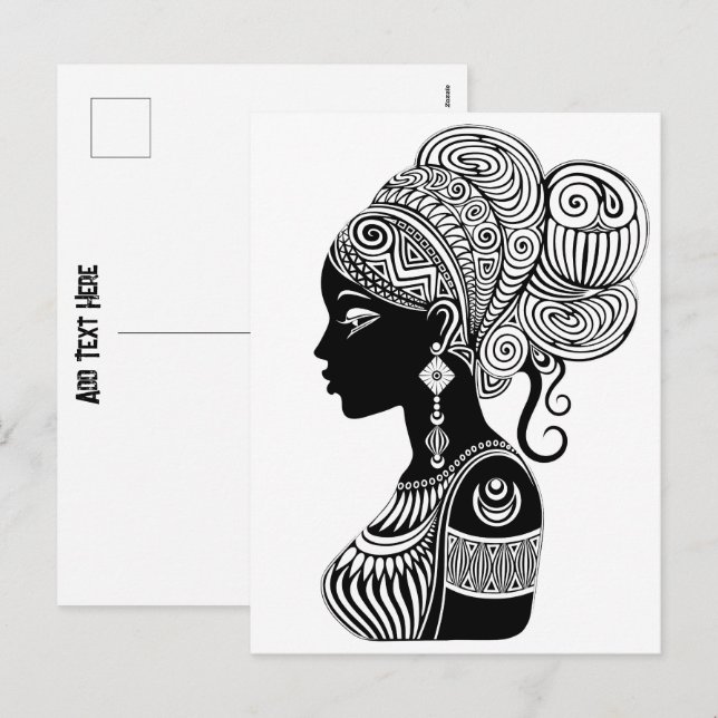 African Girl Portrait Tribal Tattoo Holiday Postcard (Front/Back)