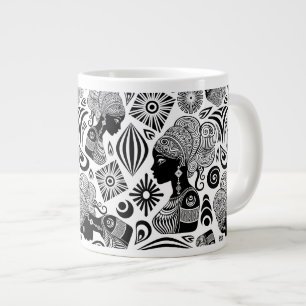 African Girl Portrait Tribal Tattoo Large Coffee Mug