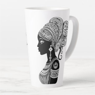 African Girl Portrait Tribal Tattoo Latte Mug