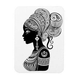 African Girl Portrait Tribal Tattoo Magnet