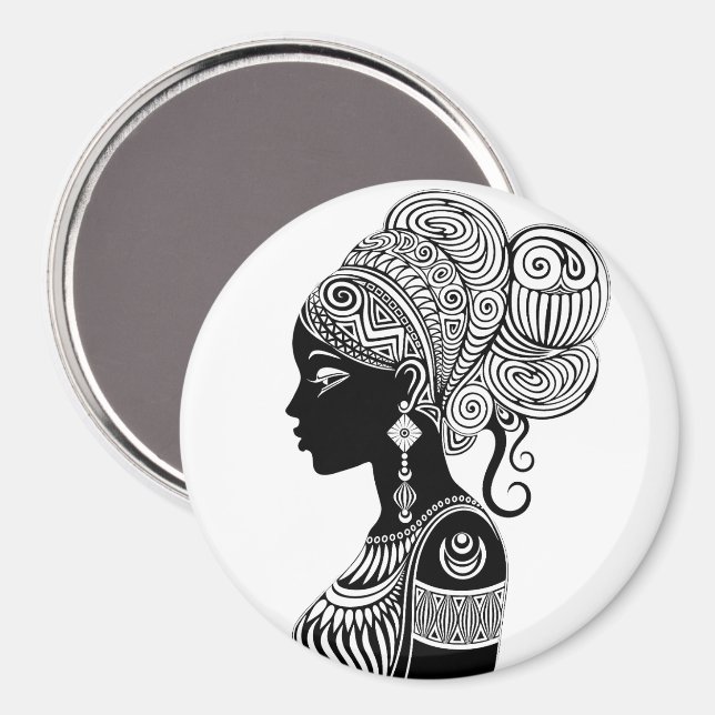 African Girl Portrait Tribal Tattoo Magnet (Front/Back)