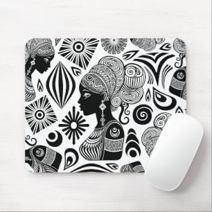 African Girl Portrait Tribal Tattoo Mouse Mat