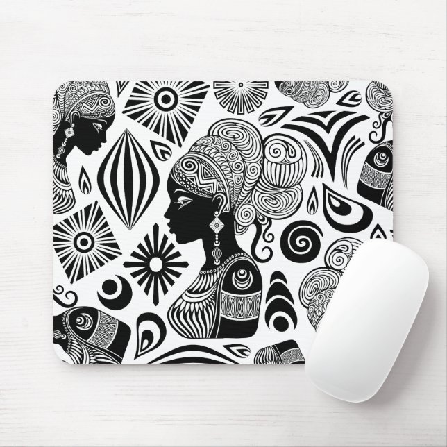 African Girl Portrait Tribal Tattoo Mouse Mat (With Mouse)