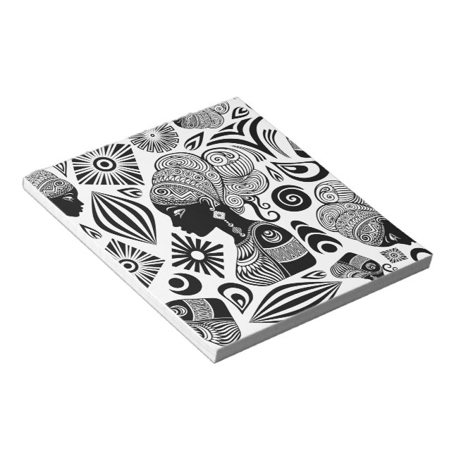 African Girl Portrait Tribal Tattoo Notepad (Angled)