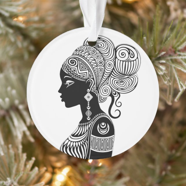 African Girl Portrait Tribal Tattoo Ornament (Tree)