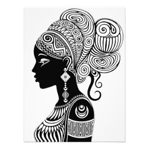 African Girl Portrait Tribal Tattoo Photo Print