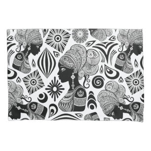 African Girl Portrait Tribal Tattoo Pillowcase