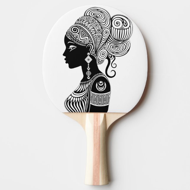 African Girl Portrait Tribal Tattoo Ping Pong Paddle (Front)